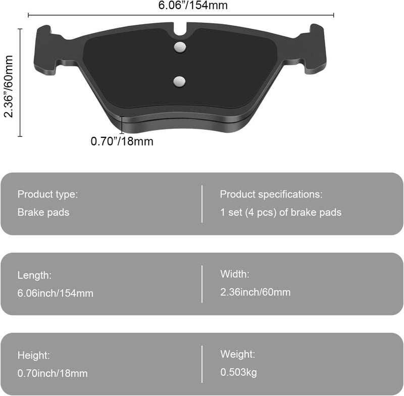 SUPLABEL Front Ceramic Disc Brake Pads HZ1061 Compatible with BMW 328i 525i 325i 328xi 528i 128i 330i Z4 325xi 330xi 335xi X1 120i 323i - Image 4